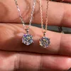 Ciondolo con diamante da laboratorio in oro rosa 18 carati da 2 carati Ciondolo in vero argento sterling 925 con ciondoli a catena per le donne Gioielleria raffinata