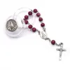 Rose Flower Fragrance Wood Beads Rosary Armband med Box Fatima Katolisisme Gift Religiösa bönpärlor Rosaries