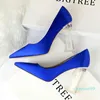 Dress Shoes 2021 Plus Size 43 Women Block 10cm High Heels Lady Green Satin Pumps Female Wedding Yellow Blue Silk Transparent 2021