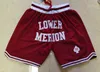 #33 Lower Merion Basketball Short Stitched High School Lower Merion Red Pocket Shorts