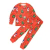 Natal pijama infantil Snowman Santa Claus tracksuit manga comprida casa roupas pijamas casuais meninos meninas de duas peças terno g116w6lv