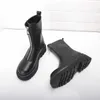Meotina Kadınlar Orta Buzağı Çizmeler Ayakkabı Yuvarlak Ayak Platformu Kalın Topuklu Kadın Çizmeler Fermuar Yüksek Topuk Çizmeler Bayanlar Sonbahar Kış 43 210608