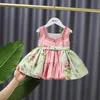 Kızın Elbiseleri Yaz Çocuk Kız Lolita Tarzı Sling Çiçekli Elbise