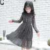 Tjejer klär elegant sommar vintage stil blommiga barn klänningar för flicka långärmad chiffong prinsessa klänning barn kläder Q0716