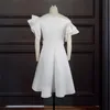 Elegancka impreza Sexy Eventing Women A-Line Sukienki Kobiet Ruffles Mini White Bodycon Plus Size Letnie Vestidos 210520