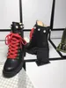 Fashion designer women thick heel ankle boots winter plush leather snow boots lace up Martin 35-42