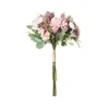 Ghirlande di fiori decorativi Bouquet di rose di simulazione Decorazione di nozze Ortensia Sposa con fiore di seta Parete verde per la casa