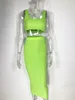 Vår sommar Kvinnor Tank Crop Top And Long Dress Solid Rosa Bodycon Kjolar Resort Beach Två Piece Passar Vestidos Tight 210517