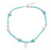 Boheemse handgemaakte natuursteen kralen hangende kettingen witte turquoise zeester shell ketting choker voor vrouwen strand sieraden groothandel