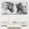 Wall Art Canvas Animal Painting in bianco e nero che corre immagine di cavallo Home Decor per soggiorno senza cornice