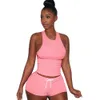 Mujeres Tallas grandes Chándales XS-3XL Sin mangas Conjunto de 2 piezas Camisetas Pantalones cortos Traje de jogging de verano Trajes de color sólido Ropa deportiva elástica Ropa de jersey