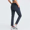 L-110 Femmes Yoga Tenues Pantalons Lâche Jambe Droite Tenue Cordon Taille Élastique avec Poche Drapée Sports et Loisirs Joggers Anti-transpiration pour