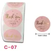 500pcs 25mm Handmade With Love Kraft Paper Stickers Pink Round Adhesive Labels Baking Wedding Party Decoration Sticker