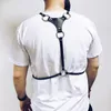 Bondage da uomo in pelle con corpo punk per la moda alla moda Cintura con imbracatura in vita Catena O Cinghie con anello Cinture nere con reggiseni all'americana da uomo in argento