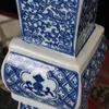 Vases Jingdezhen Ceramic Chinese Blue And White Vase Ornaments Mini Antique Square Living Room