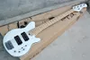 5 snaren 22 frets elektrische basgitaar met witte lichaam, actieve pick-ups, humbucking pickups, kunnen worden aangepast