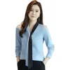 Femmes coréennes chemise en mousseline de soie Blouses pour chemises à manches longues hauts femme ruban perles Blouse col en V blanc XXL 210427