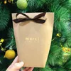 50pcs Upscale Black White Bronzing bag "Merci" Candy Box French Thank You Wedding Gift Package Birthday Party Favors Bags