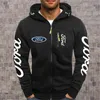 New Men039s Hoodies Ford Mustang Car Printカジュアルヒップホップブラックフード付きフリーススウェットシャツZipperジャケットMen Tops7222429