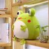 35 cm Duygusal Yeşil Kurbağa Peluş Oyuncak Aşağı Pamuk Dolması Squishy Hayvan Fonksiyonel Yastık Flanel Battaniye Eller Sıcak Hediye 210728