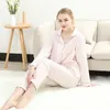 Conjunto de pijamas de lunares simples 100% algodón Primavera Ropa de dormir informal japonesa Pijamas de manga larga 210809