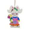 NUOVA decorazione per feste Ornamenti pendenti in legno di Pasqua, Etichette a tema Coniglietto per la decorazione da appendere all'albero della parete di casa Regalo RRA11292