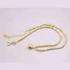 AU750 18K Yellow Gold Woman's Carved Koraliki Łańcuch 2mm Damska Loving Heart Link Anklet 21.5 + 2.5cml