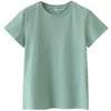 Yesyell Summer New Korean Round Neck 반소매 재단 조커 솔리드 컬러 Turtleneck T 셔츠 여성 재킷 210324