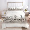 Set di biancheria da letto 3D Set copripiumino trapuntato Trapunte Federa Biancheria da letto King Queen Full Single Size Animale bianco Cavallo Casa Tessile 2314p