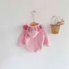 Vinter Barnens Bodysuits Infant Leotard Kvinna Baby Plush Broderad Långärmad Born Girl Clothe 210515