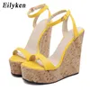 EILYGEN open teen enkelband platform wiggen vrouwen sandalen super hoge cover hak gladiator damesschoenen gesp zomer sandalen y0305