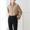 Chemisiers pour femmes chemises pour femmes dames coréennes rayé Blouse chemise 2022 lumière Mature Style femmes OL femme à manches longues haut ample