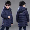 Kids Winter Hooded Zipper Jackets Thick Down-cotton Coat For 3-15years Boys Metal Designer Teenagers Parka Outwear Clothes