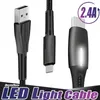 2.4a Typ C Micro USB Kable Szybki przewód ładowarki LED Nylon Pleciony Stop Cynkowy Szybki przewód ładowania do Huawei LG Android Telefon