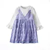 2-6 anni Vestito da ragazza di alta qualità moda primavera pizzo maglia fiore di cotone bambini abbigliamento principessa 210615