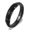 Bracelet à boucle magnétique en métal tissé en cuir pour hommes à la mode Style classique Rock Party Rider bijoux Q0719
