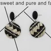Dangle & Chandelier Bohemian Wooden Rattan Knit Drop Earrings For Women 2022 Statement Button Fashion Earring Female Handmade Jewelry Gift W