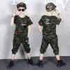 Costumes de sport pour enfants 039s T-shirts de camouflage et pantalons courts Vêtements d'entraînement militaire Ensembles de 2 pièces pour étudiants adolescents Clothe7412115