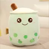 Simpatico cartone animato di peluche Cuscino a forma di tazza di tè a bolle Cuscino posteriore morbido Cuscini creativi divertenti Boba Pearl Milk per bambini Regali di Natale di compleanno