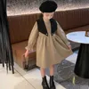 2021 nouvelles adolescentes kaki robe + gilet automne petite fille robe printemps automne fille princesse robe grandes filles vêtements taille 14/16 G1026