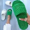 6578 Green Winter New Brand Women Slipper Fashion Fur Slides High Quality Soft Sole Comfort Open Toe House Flip Flops