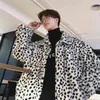 Winter Men's Leopard Print Leather Fur Loose Coat Keep Warm Thicken Cotton-padded Clothes Casual Parkas Snow Jackets M-3XL 210524