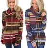 Turtleeneck свитер женщин осень зима с длинным рукавом свитер полосатый многоцветный повседневный пуловер шнурок вязаный свитер туника 210518