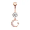 Crystal Belly Button Pierścionki Cute Moon Stars Dangle pępek pierścionek piercing dla kobiet Mężczyźni biżuteria