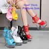 Sandaler Skor för kvinnor Ny Pole Dance Gladiato High-Heeled 15cm Clear Crystal High Heels Ladies Platform Stripper 220121