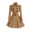 Women's Trench Coats Autumn Winter Vintage Woman Wool Coat Classic Long With Belt Office Lady Casual Business Outwear