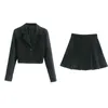 Korte blazer vrouwen koreaanse lange mouw vintage tops s knoppen gekerfde hals crop top casual streetwear 211019