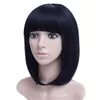 Perucas de renda de cabelo bate reto bob wig cabelos curtos femininos preto fibra química de arnês