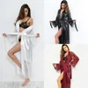 Kvinnors Sleepwear Oioninos 2021 Y123 Sexig Is Silk Long Robe Lace Långärmad Pyjamas