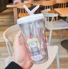 The latest 15.2OZ baby and children straw plastic milk coffee mug, portable cartoon printing various styles of water cups, support custom logo